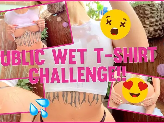 Vorschau aus Große Titten: PUBLIC WET T-SHIRT CHALLENGE!! Nicht nur meine Brüste sind nass geworden ...